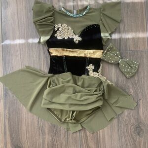 Elegant Olive Green and Black Kids Costume